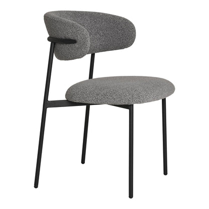 Bouclé Dining Chairs – Light Grey Modern Set of 2, 59cm Wide