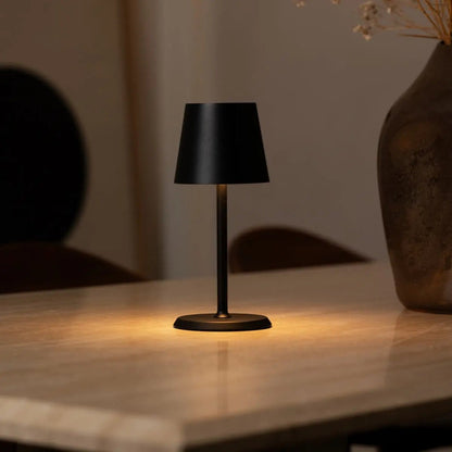 Cordless Table Lamp - Dimmable Black Metal Accent Light