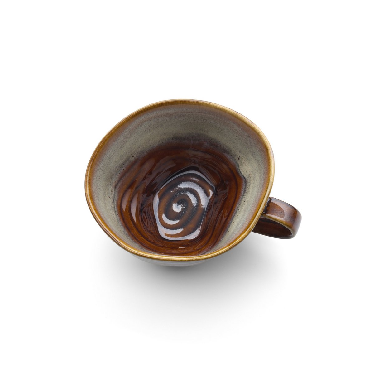 Ceramic Coffee Mug - Smoked Brown-Grey Horizon Design - Medium