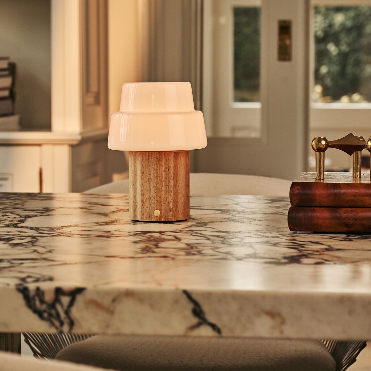 Laurent Light Brown Rechargeable Table Lamp | Up to 100 Hours of Light, Versatile & Wood