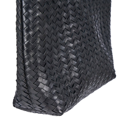 Leather Shopper Bag - Black Everyday Tote for Work & Weekend