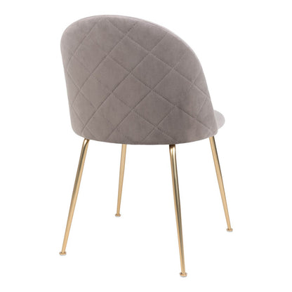 Velvet Dining Chairs - Grey Steel Set of 2 - Modern Design