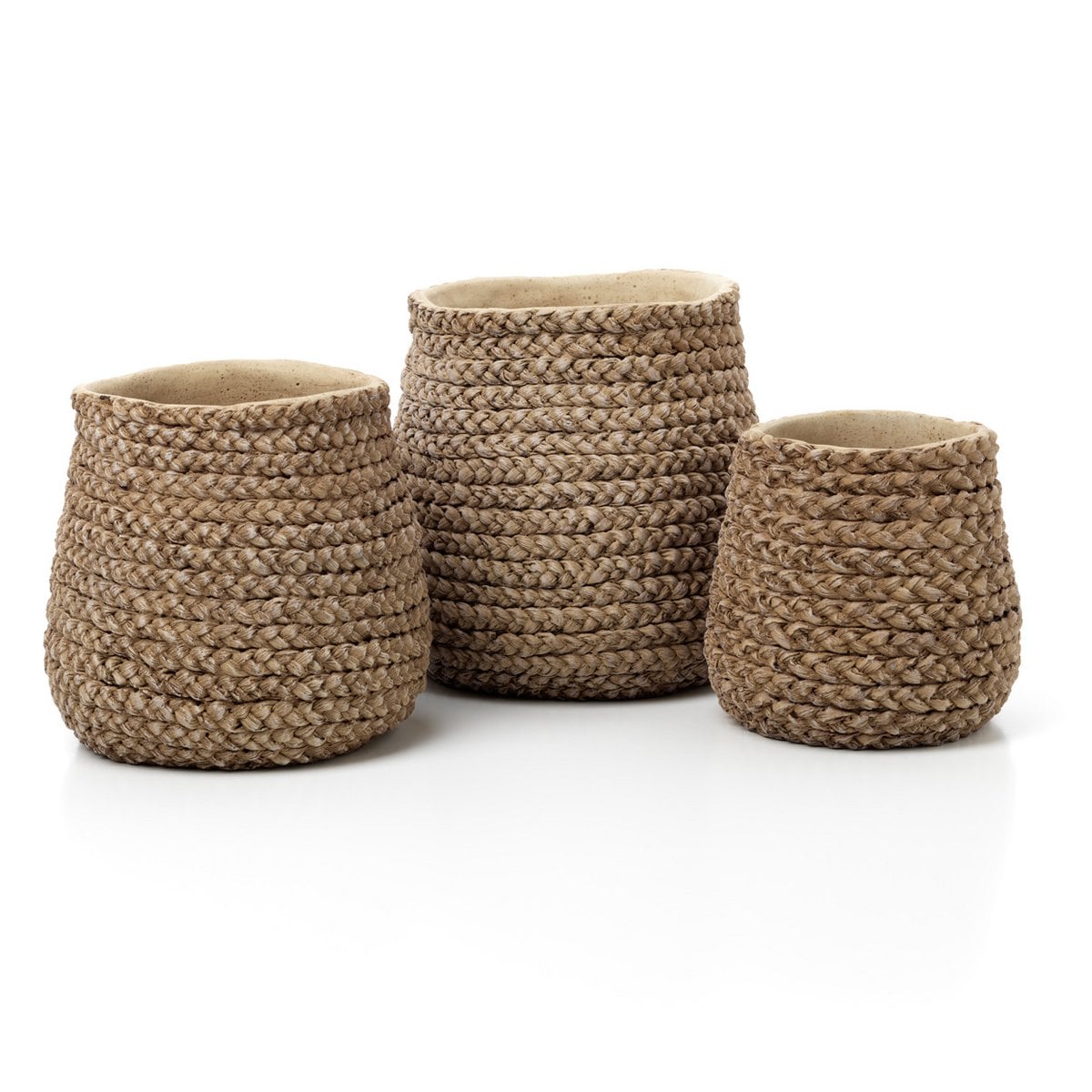 Concrete Planter - Small Braided Fake Planter - Natural Finish
