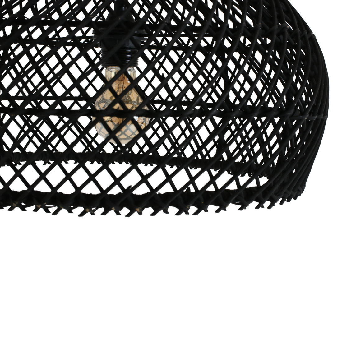 Rattan Pendant Light - Black Maze Hanging Lamp, Small