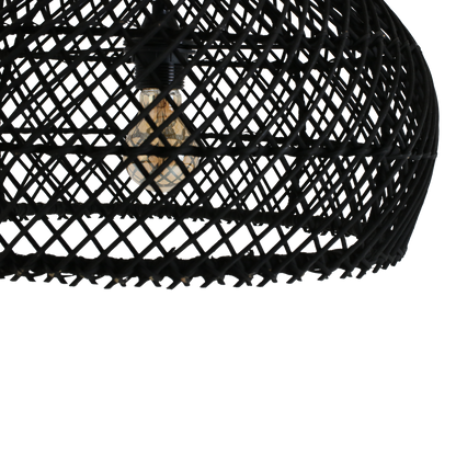 Rattan Pendant Light - Black Maze Hanging Lamp, Small
