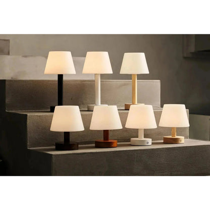 Zoë White Wooden Rechargeable Table Lamp | Dimmable, USB-C & Up to 80 Hours of Battery Life