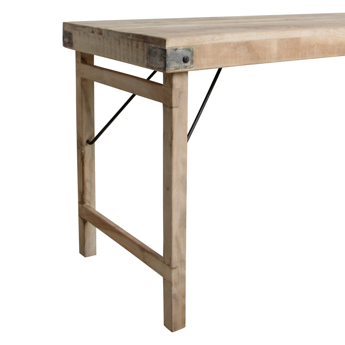 Limewash Reclaimed Wood Dining Table - Rustic Folding Market Board