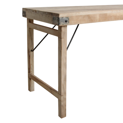 Limewash Reclaimed Wood Dining Table - Rustic Folding Market Board