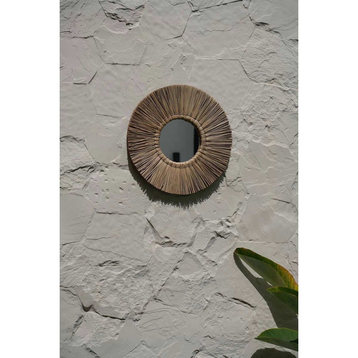 Natural Fiber Wall Mirror - Boho Alang Alang Grass Decor - Medium