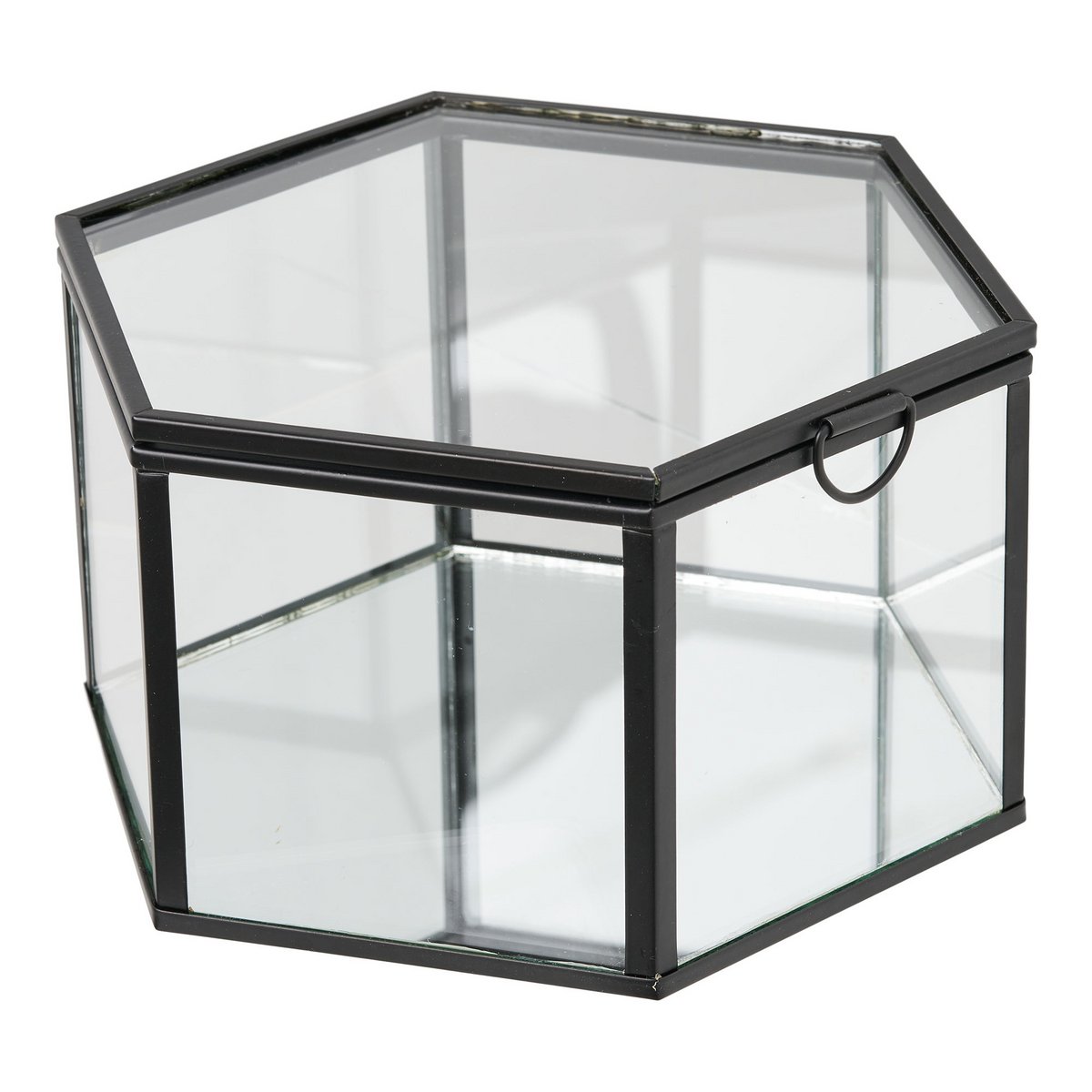 Glass and Metal Storage Box Set - Clear & Black, Set of 2