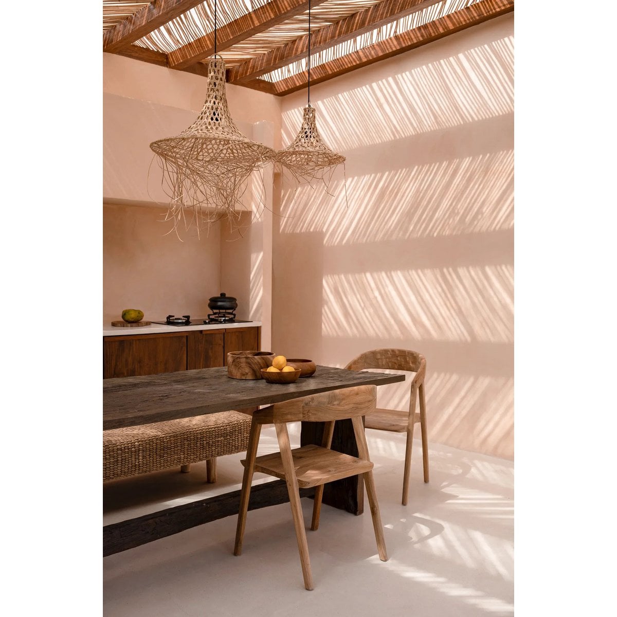 Rattan Pendant Light - Natural Woven Mykonos Style - Medium