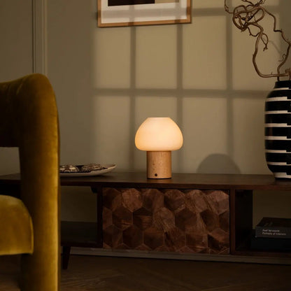 Fynn Light Brown Wooden Lamp | Rechargeable, Dimmable & Stylish