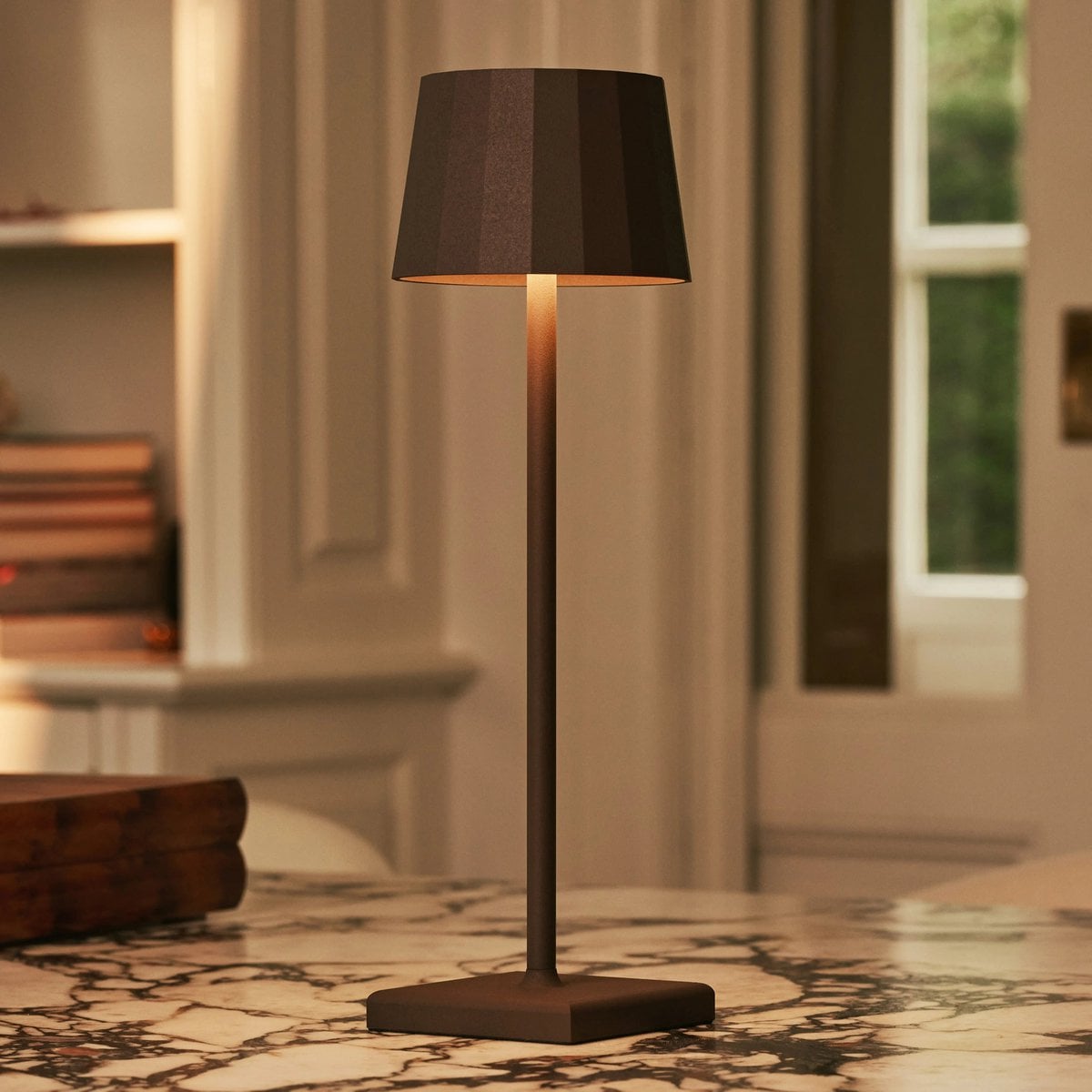 Wouter Mocha Brown Rechargeable Table Lamp | Wireless Charging & 120-Hour Battery Life