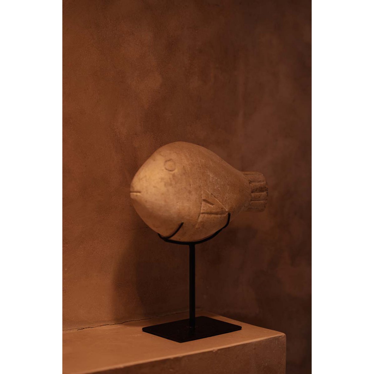 Sandstone Fish Stone Decor on Stand – Small, Natural Texture
