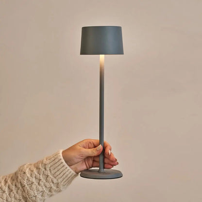 David Trout Grey Rechargeable Iron Table Lamp | Dimmable & Cordless with 120 Hours Battery