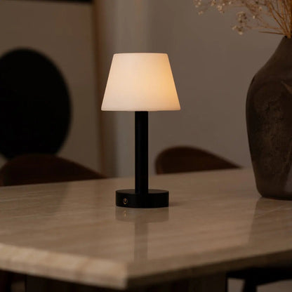 Zoë Black Wooden Rechargeable Table Lamp | Dimmable, USB-C & Up to 80 Hours of Battery Life
