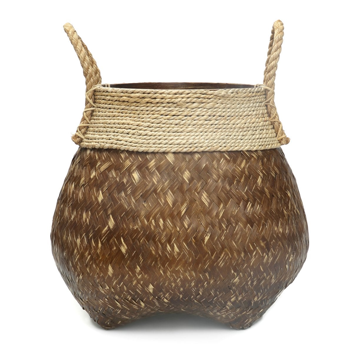 Rattan Belly Basket - Natural Woven Storage, Large