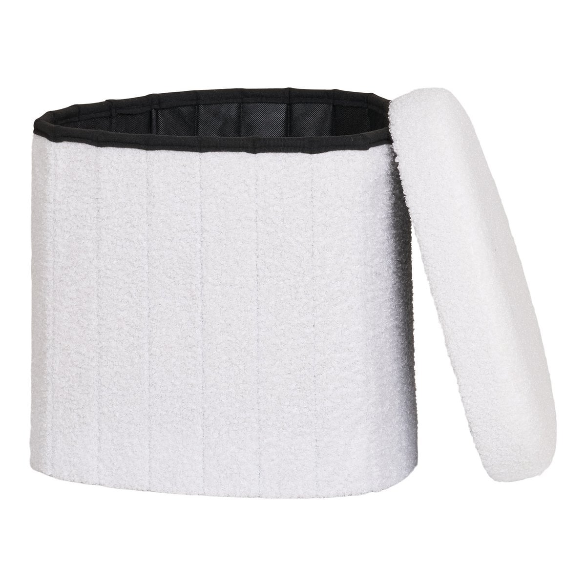 Medford Pouf - White, Polyester/Foam/Plywood, 36.5x42.5x37.5 cm