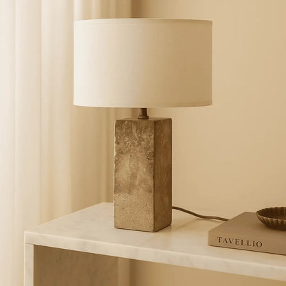 Rosie Travertinlampe | Baumwollschirm & Elegantes Design