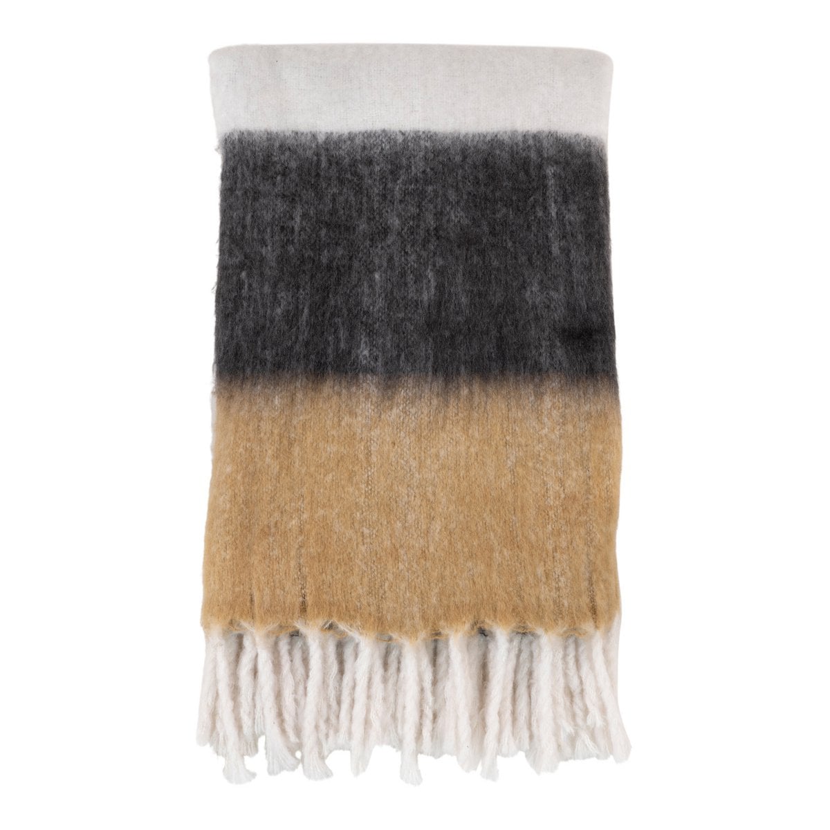 Acrylic Plaid Throw Black White Brown – 170x130 cm