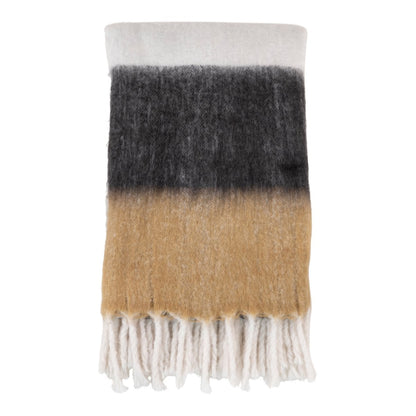 Acrylic Plaid Throw Black White Brown – 170x130 cm