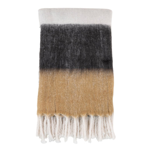 Acrylic Plaid Throw Black White Brown – 170x130 cm