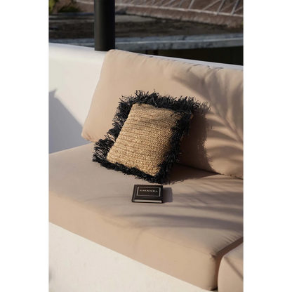 Raffia Cushion Cover - Black Natural Nordic Throw Pillow - 40x40cm