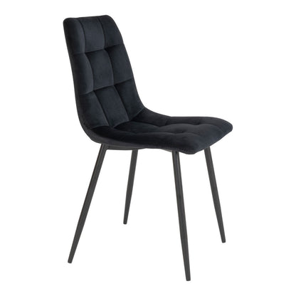 Velvet Dining Chairs - Black Steel Frame, Set of 2