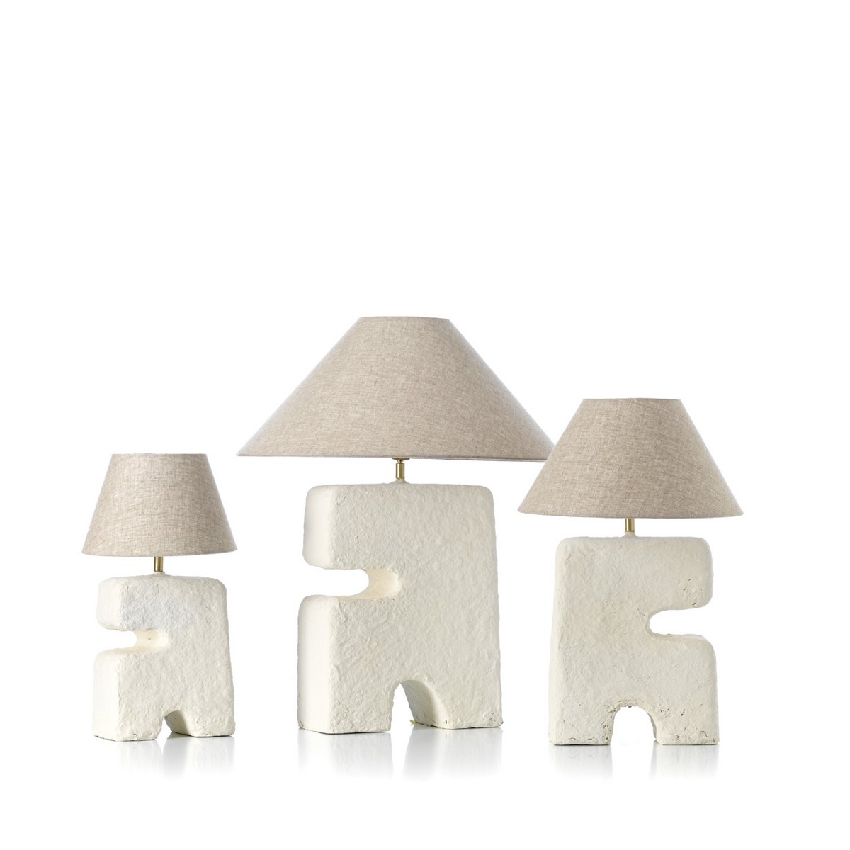 Papier-Mâché Table Lamp - White L’Objet Designer Lamp, Large
