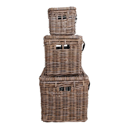 Depok Storage Trunk - Grey, Kubu Rattan - Set of 3