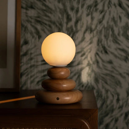 Isabella Light Brown Wooden Rechargeable Lamp | Dimmable, Cordless & Warm Light
