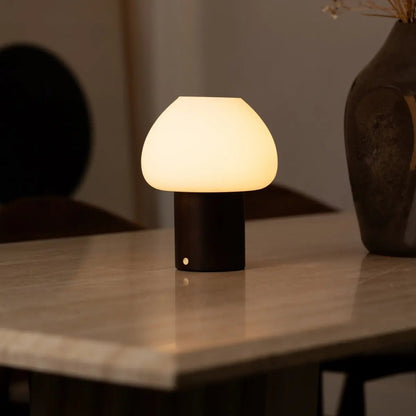 Dark Brown Wooden Table Lamp | Rechargeable & Dimmable