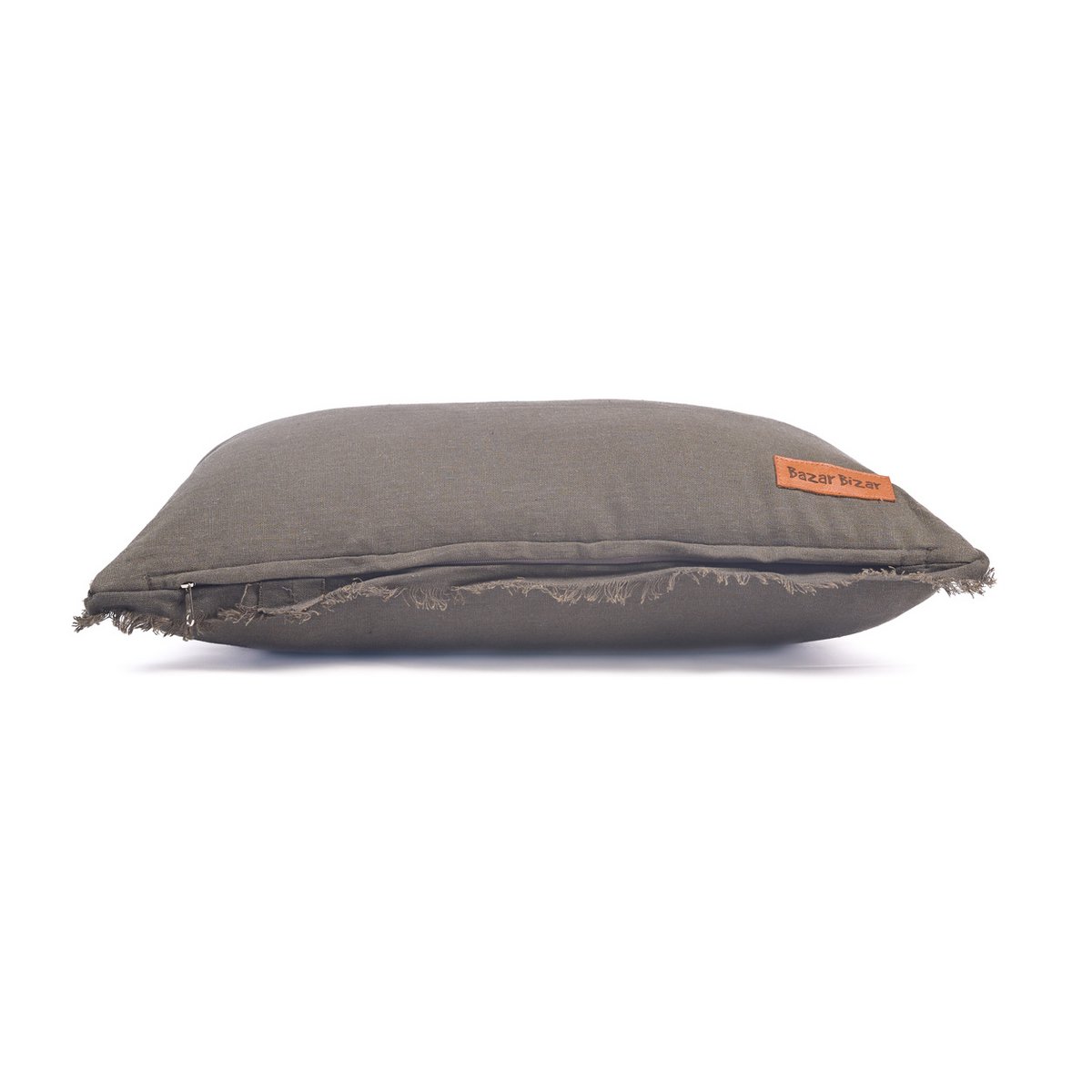 Linen Cushion Covers Textured Smoky Vibe Fringed 30x50 Home Grey