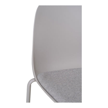 Light Grey Fabric Dining Chairs - Modern Stackable Set of 2