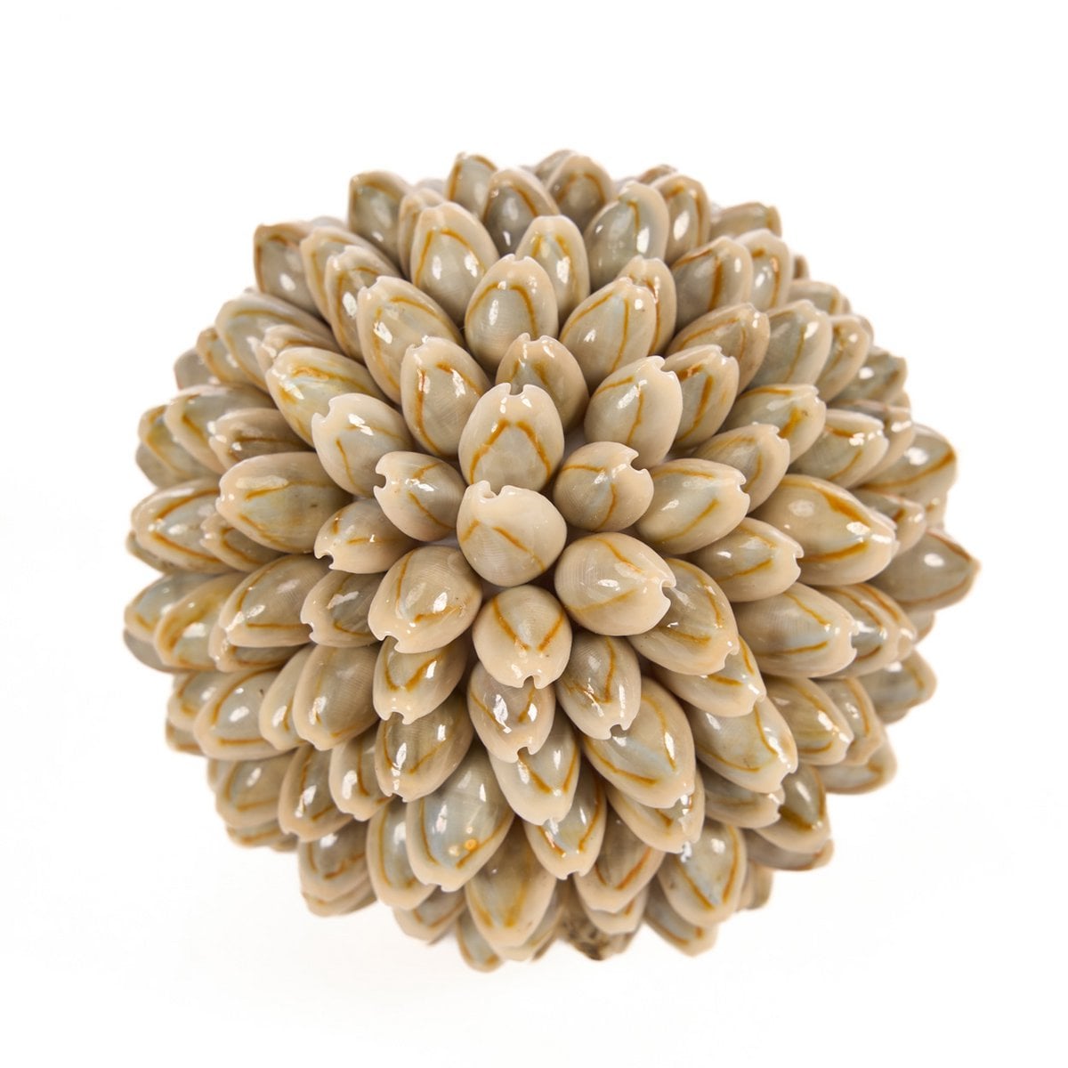 Seashell Ball Decor - Small Coastal Ornament for Shelves