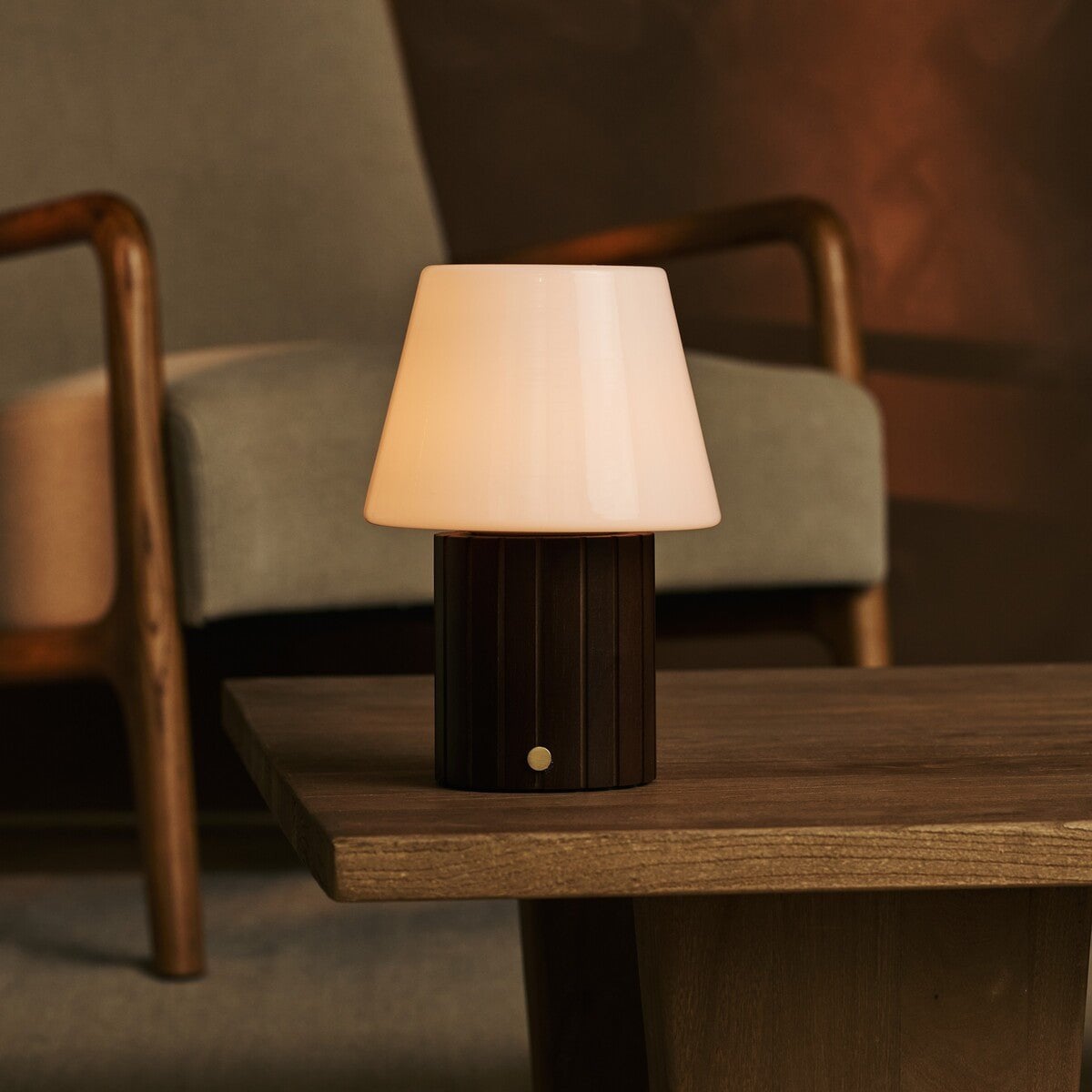 Cordless Table Lamp - Dark Brown Rechargeable Lamp with 3 Light Modes