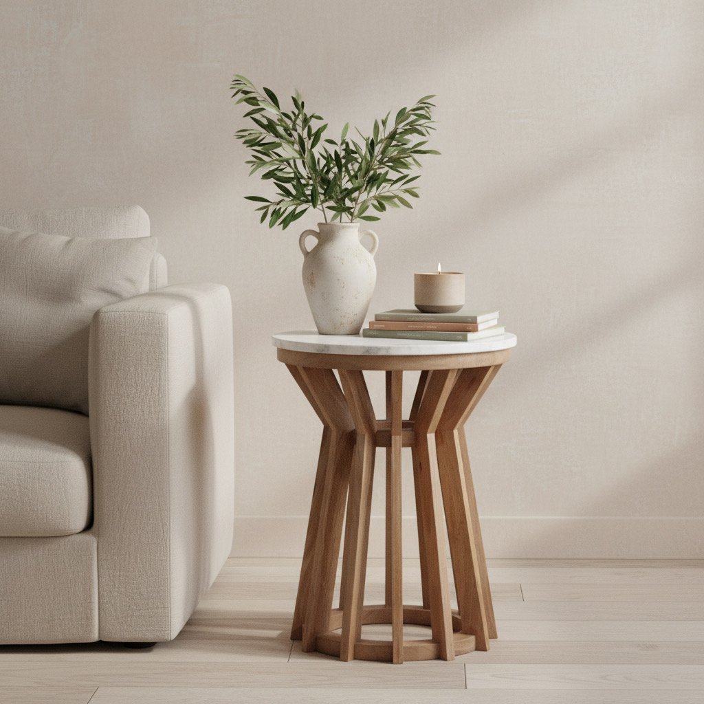 Sarawak side table marble white - 40x40x50 cm