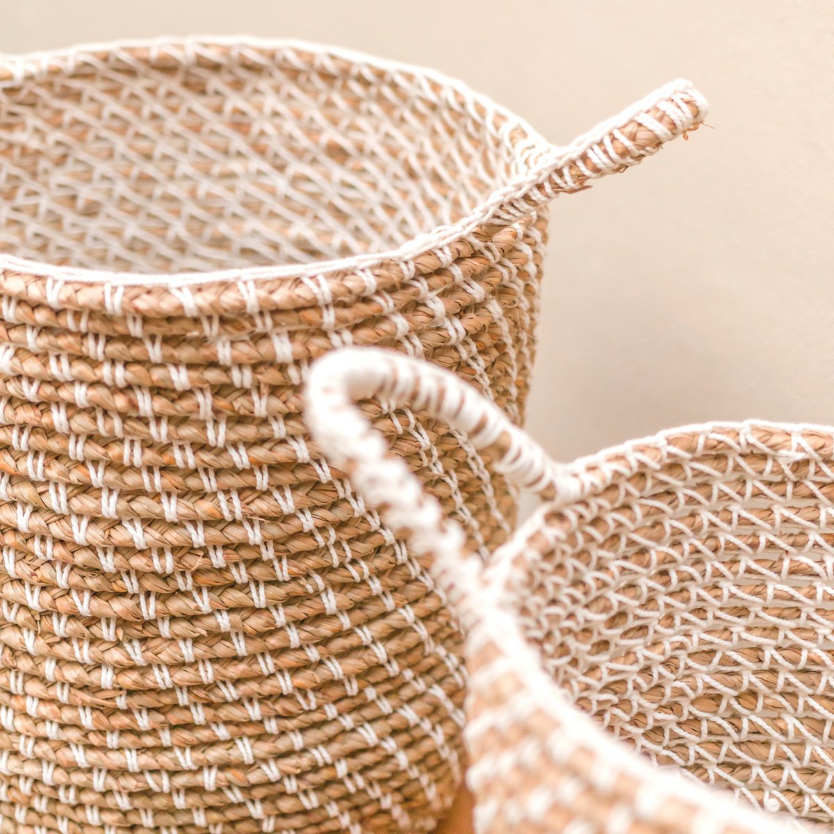 Banana Fibre Storage Basket - Round Macrame Laundry Hamper