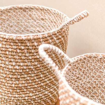 Banana Fibre Storage Basket - Round Macrame Laundry Hamper