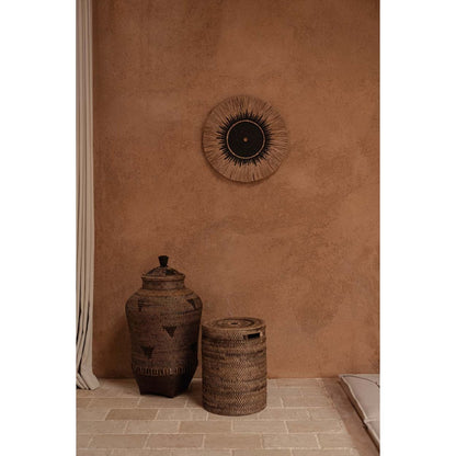 Raffia Macramé Wall Hanging - Black and Natural Wall Decor