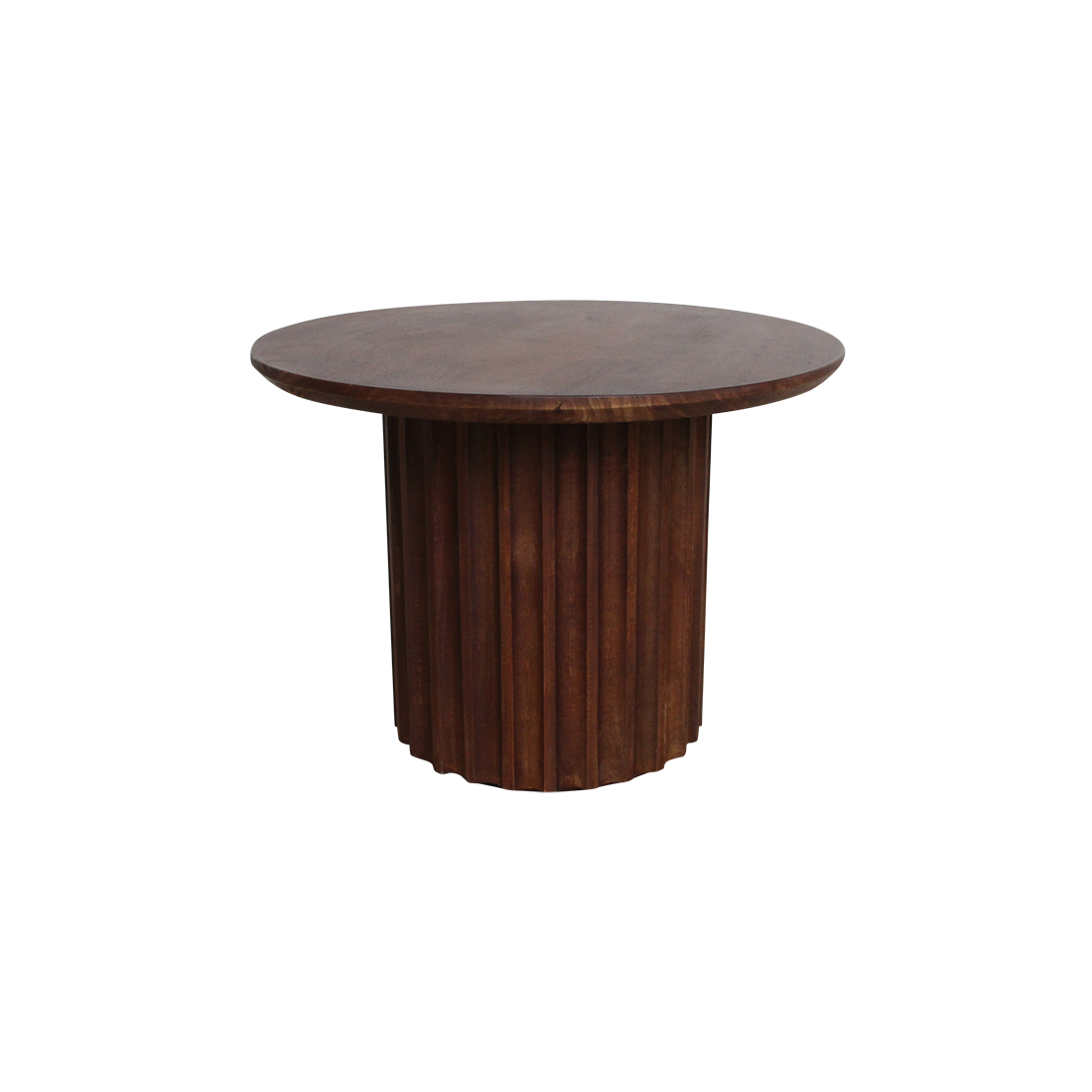 Mango Wood Side Table - Brown Bullnose Accent Table, 55 cm