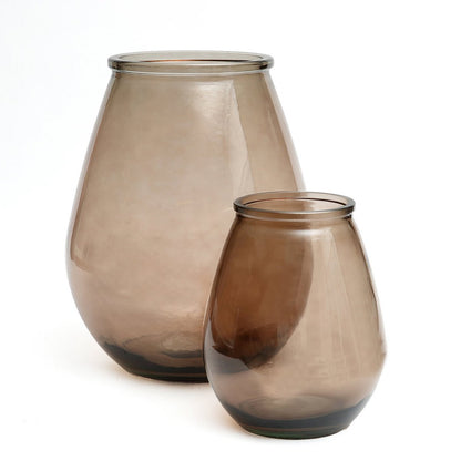 Recycled Glass Vase - Modern Nordic Style, Beige Accent Vase - Large