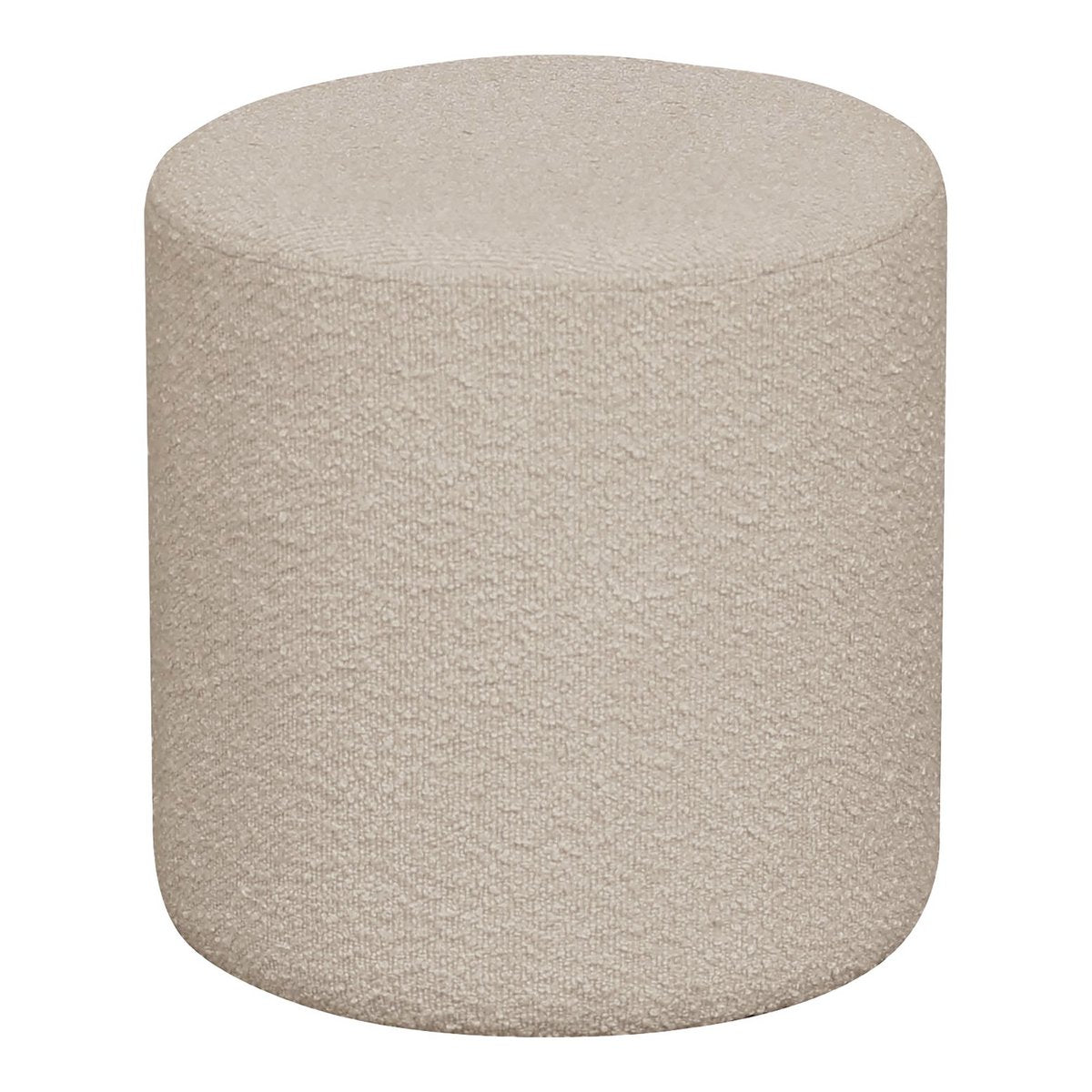 Beige Bouclé Pouf - Small Ottoman Footrest, 34x34x36 cm