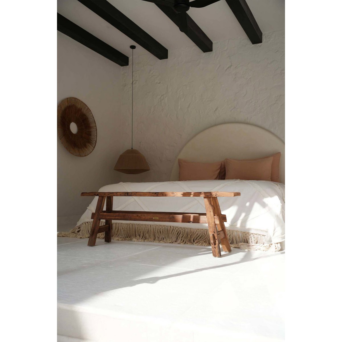 Natural Wood Rustic Bench - Organic Entryway Seating