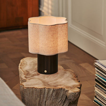 Bianca Dark Brown Rechargeable Table Lamp | Stylish, Functional & Linen Blend
