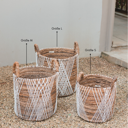 Banana Fiber Storage Basket – Handwoven Laundry or Plant Basket