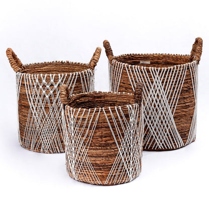Banana Fiber Storage Basket – Handwoven Laundry or Plant Basket