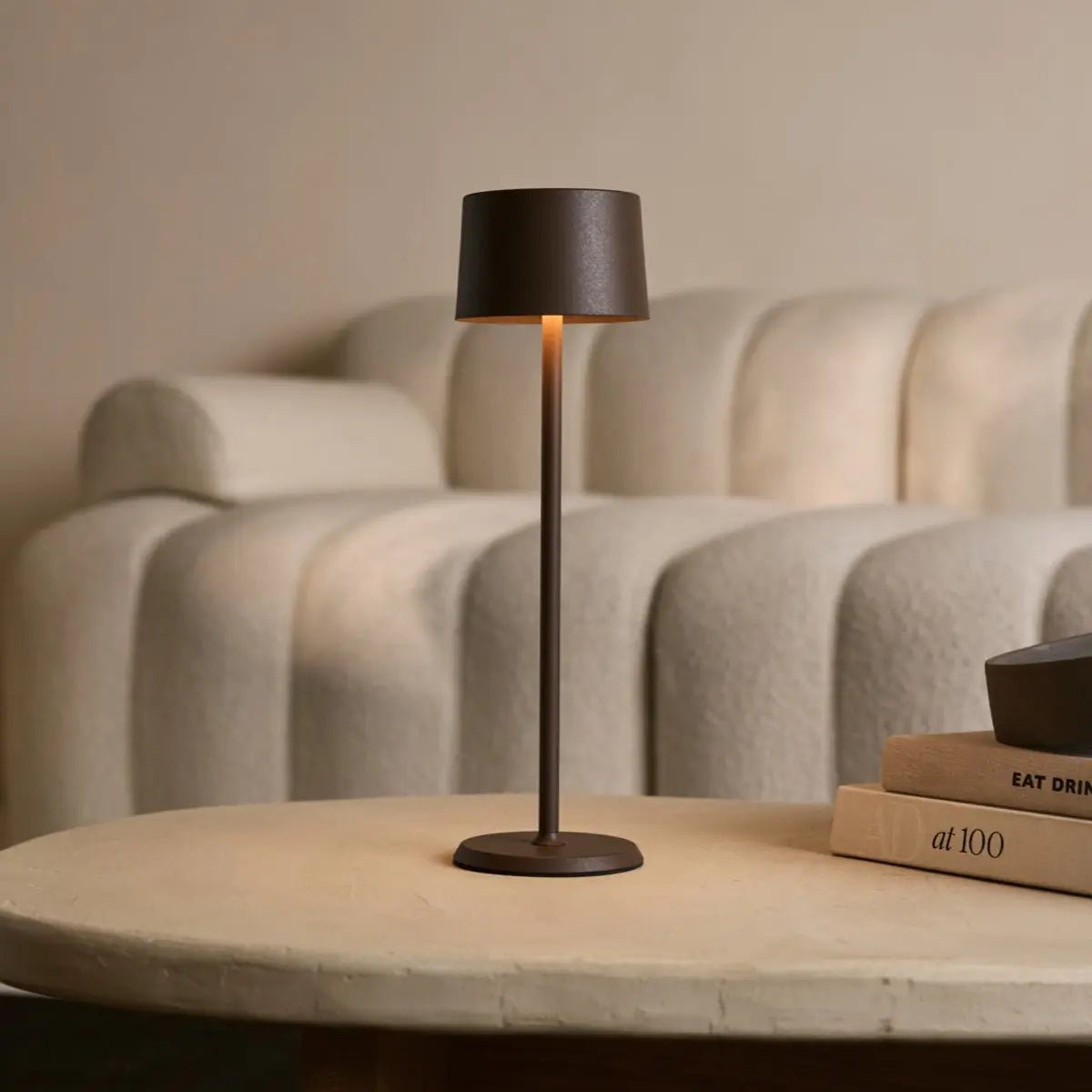 David Mocha Brown Rechargeable Table Lamp 2 in 1 with Adjustable Height | Dimmable & Cordless
