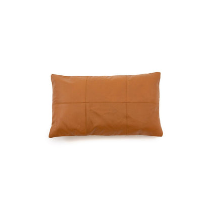 The Six Panel Leather Cushion Cover - Camel - 30x50