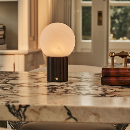 Wood Rechargeable Table Lamp - Dark Brown Cordless Lamp with 3 Light Colors